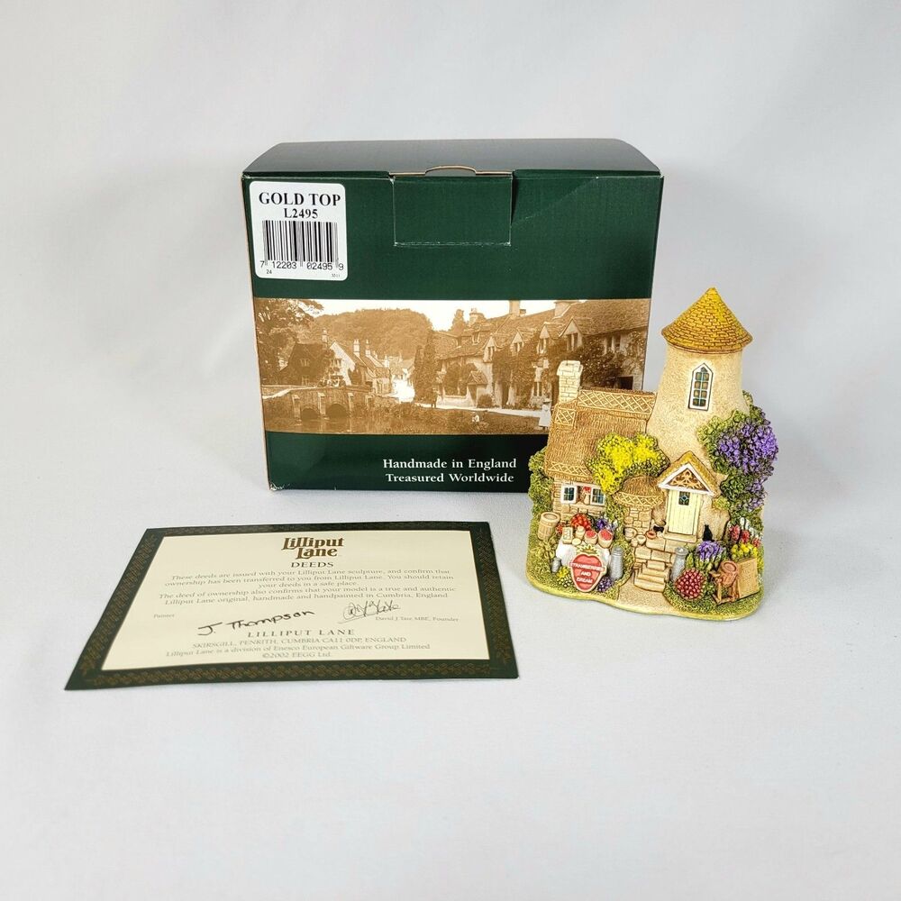 Lilliput Lane Gold Top L2495 Vintage 2002 2003 Cottage Fairy House Figurine Box